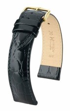 Hirsch Crocograin 20 mm black watch strap, length M