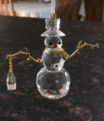 Crystal Snow Lady Figurine Gold Tone Twig Arms Detachable Glass purse Ornament