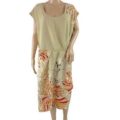 Details about   Lane Bryant Womens Scoop Neck Sleeveless Beige Floral Pleated Dress Size 28 Plus