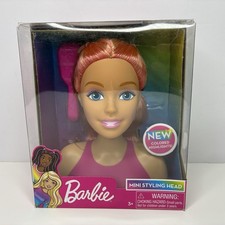 Barbie Mini Styling Head with Pink Color Highlights & Hair Brush - BRAND NEW