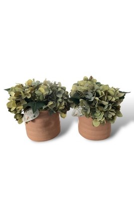 Allen Roth Artificial Hydrangeas Terra Cotta Clay Pots Planters Crumpled Look