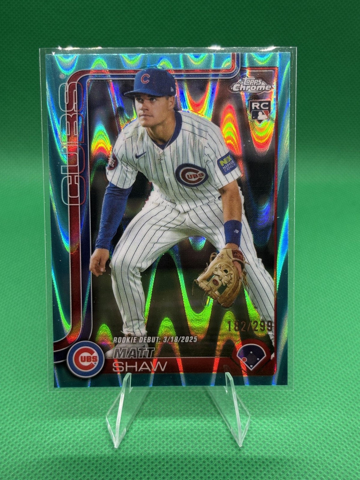 2025 Topps Chrome Update #USC135 Matt Shaw Aqua RayWave Refractor #/199