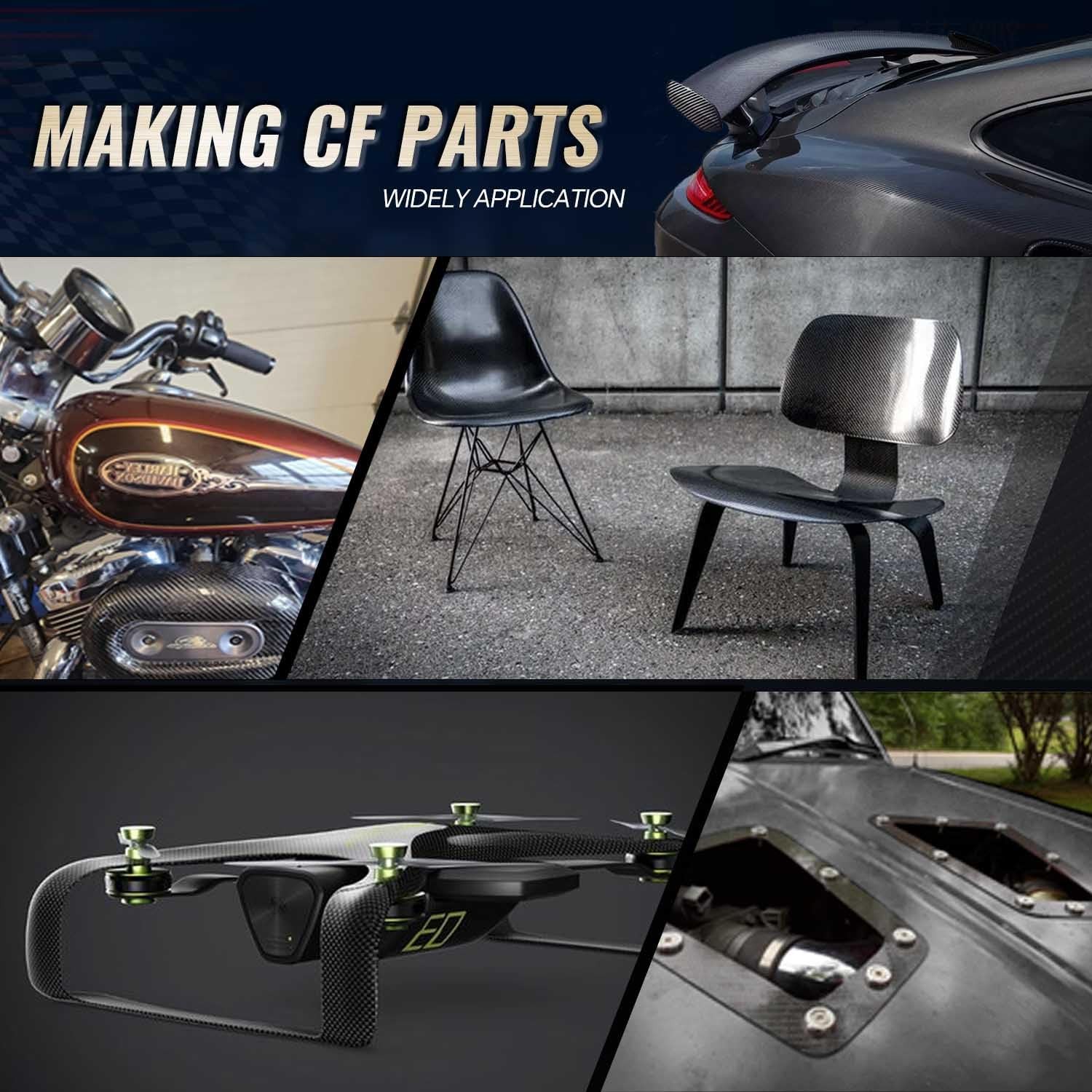 5FT Carbon Fiber Repair Kit 12" Carbon Fiber Cloth Roll 8OZ Epoxy Resin 4OZ H...