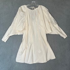 H&M Cream Boho Mini Dress Crochet Embroidered...