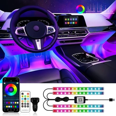12V RGB LED Strip Lights for Cars with APP Control & Music Sync, 1 Set Dash Neon