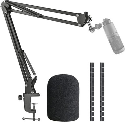 AT2020 Mic Boom Arm Stand with Pop Filter, Compatible with Audio-Technica AT2020