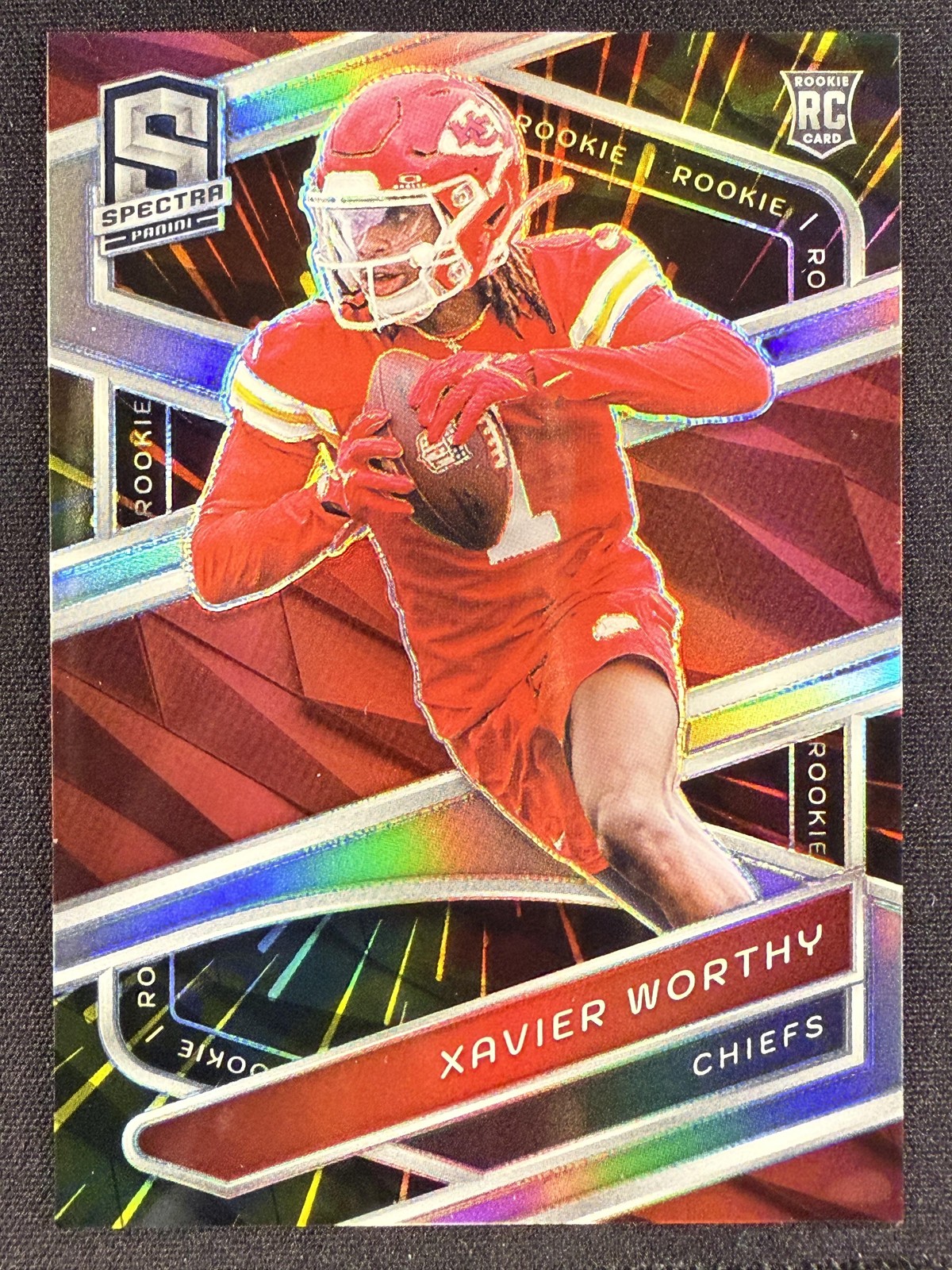 2024 Panini Spectra #117 Xavier Worthy Hyper Prizm Rookie #/75 - Kansas City