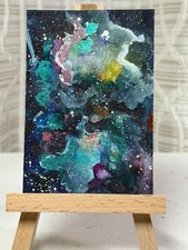 ACEO Original painting, Infinte Cosmos, aceo, brushwavesstudios, space