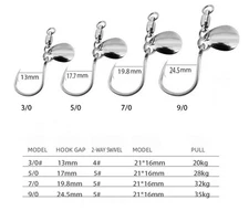 10pcs Fishing Ball Bearing Swivels Spinner Blades Spinner Lure Bait Hook 2/0-9/0