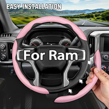 For Ram Leather Steering Wheel Cover Good Grip Car Accessories Pink 15 38cm