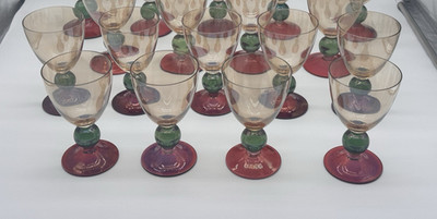 Vintage Krosno Poland Handblown Crystal Wine Glasses~Set of 9~10oz