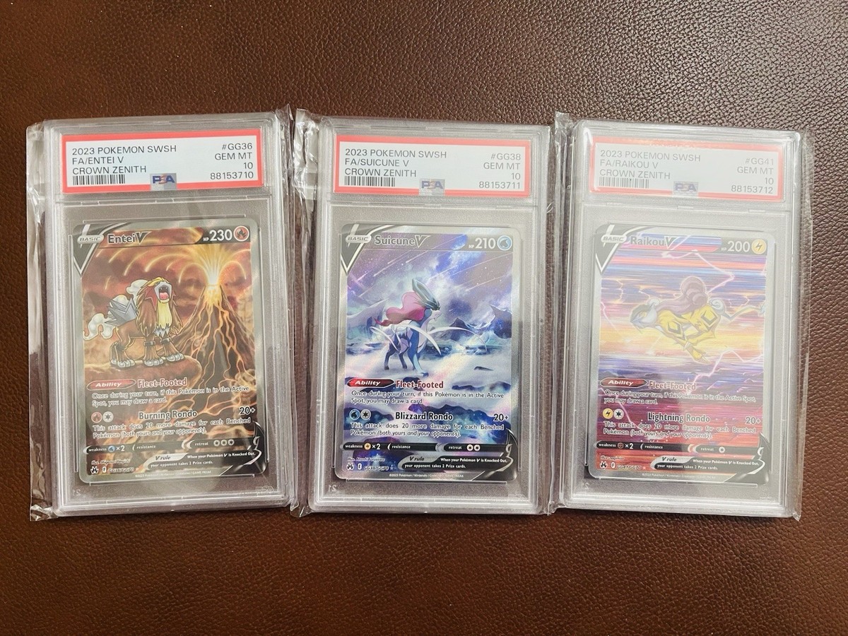 PSA 10 Suicune Raikou Entei V Crown Zenith GG36, 38, 41 SEQUENTIAL