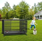 37in/42.5in/48.5 Inch Heavy Duty Dog Crate Cage Kennel With Wheels Indestructibl