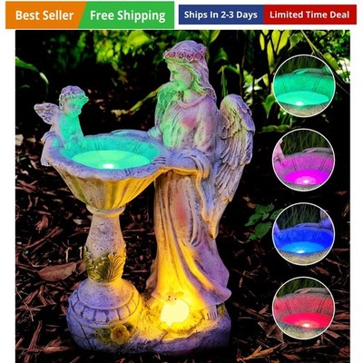 Solar Garden Statue Outdoor Decor, Angel Garden Figurine with Color Changing ...