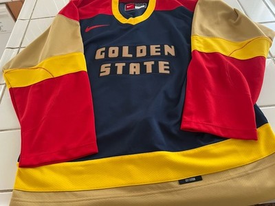 Golden State Warriors Hockey Jersey By Nike. Navy Red Yellow. Size  Medium .