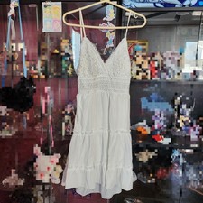 ECOWISH Women V-Neck Spaghetti Strap Bowknot Backless Sleeveless Lace Dress