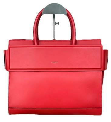 Authentic Givenchy Bright Red Layered Flap Leather Handbag Tote With Detachable