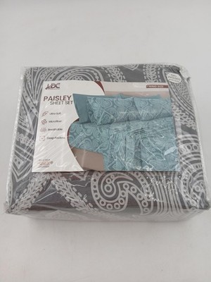 LDC Lux Decor Collection Paisley Sheet Set King Size Microfiber Deep Pocket New