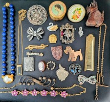24 Antique Art Deco Vintage Estate Jewelry Lot Brooch Horse Bridal Scotty Dog GF
