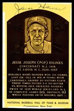 Jesse Haines Yellow HOF Postcard Signed PSA/DNA Authenticated Cardinals Autograp
