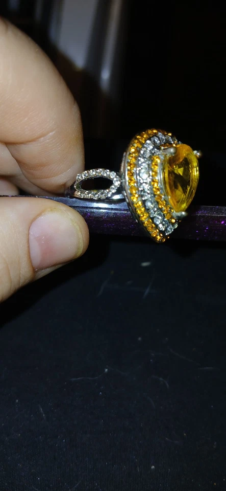ПОТРЯСАЮЩЕЕ ЖЕНСКОЕ КОЛЬЦО CITRINE DIAMONDONS LABCREATED 6.7C С ПОКРЫТИЕМ ИЗ 18-КАРАТНОГО ЗОЛОТА РАЗМЕР 11 - Изображение 3 из 4