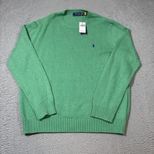NWT Polo Ralph Lauren Men's XL Green Ribbed Cotton Knit Crewneck Sweater 145