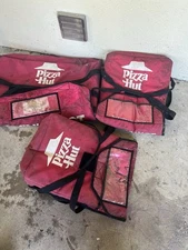3 Vintage Pizza Hut Insulated Delivery Bag Rare, Used, “Comin’ In Hot” Version