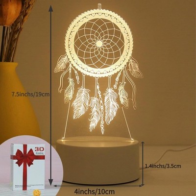 3D Illusion LED Nachtlicht 3 Farben USB Lampe Traumfänger allmählicher Wechsel