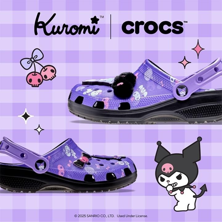 Crocs Kuromi Classic Clogs Lightweight Sanrio Unisex US:W5-10 / Jibbitz JP NEW