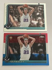 2) 2025-26 Topps Chrome Liam McNeeley #279 Red White Blue Refractor RC + Base RC