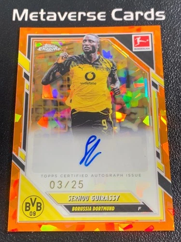 2025-26 Topps Chrome Bundesliga Sapphire Orange #BA-SG Serhou Guirassy Auto 3/25
