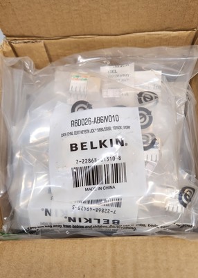 100 Belkin Cat6 RJ45 Channel Certified Keystone Ethernet Jack Ivory