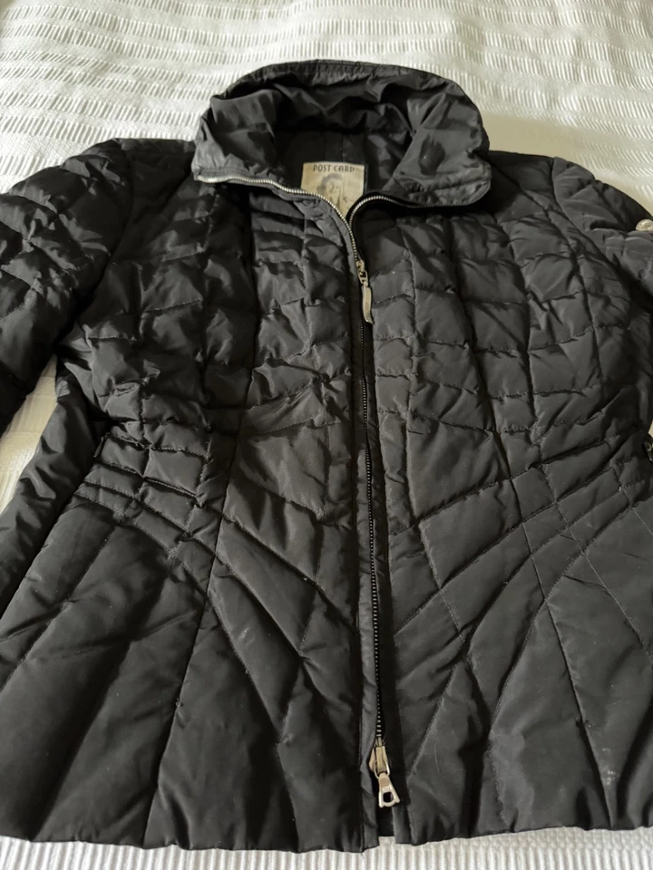 POSTCARD Jacket IT 44 US 8 Black Goose Duck DOWN Puffer Bomber Italy - Image 3 of 4