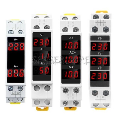 AC 80-500V/100A DIN Rail Ammeter Voltmeter Digital Display Voltage Current Meter