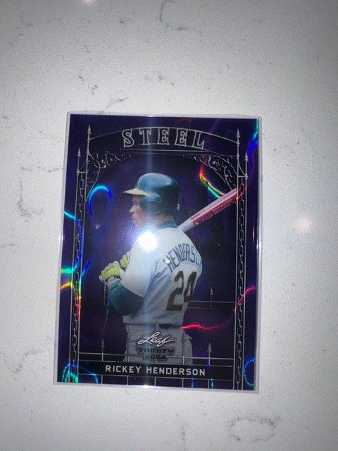 2024 Leaf Trinity Mega Box Rickey Henderson Steel Lava Purple #/49