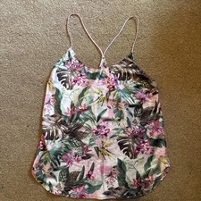 Victoria's Secret Satin Cami Sleep Tank Size Small Floral Stripe Racer Y Back