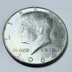 1964 Kennedy Half Dollar • 90% Silver • Circulated Coin - Free Shipping #8224