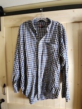Ralph Lauren Chaps Medium Blue White Checked Button Up Collared Shirt