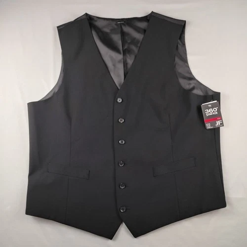 NWT JF J. Ferrar Flat Black 6 Button Front Classic Mens Vest Size XL Wedding - product listing photo