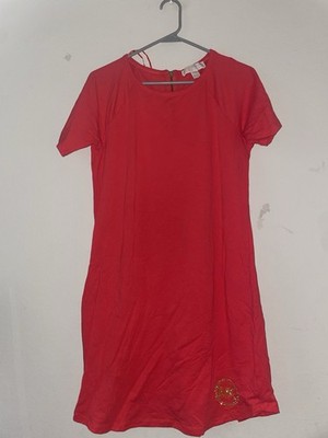 Michael Kors Womens Coral Pink Pleated Ruffle Sleeve Shift Dress Size S