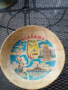 Vintage Alabama Souvenir Bowl Bamboo 1950-1960 12 Inchesacross