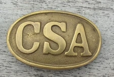 Antique Style Replica Military Civil War Confederate CSA Belt Buckle Oval Brass