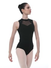 High Neck Leotard for Girls Women 03D0330  Mesh Panel, Open Back, Ballet, Gy...
