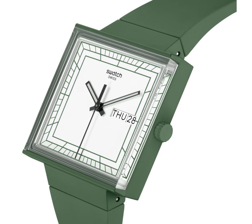 Swatch What Geen Watch SO34G700 Swiss Quartz White Dial