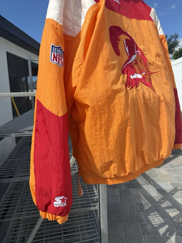 Chaqueta de iniciación Tampa Bay Buccaneers vintage años 90 Creamsicle XL Pullover RARA como nueva Foto 4 de 4