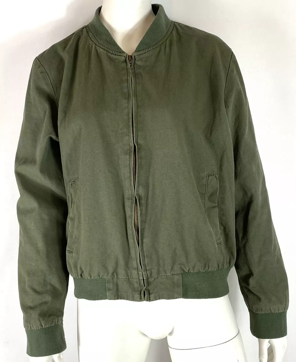 Brandy Melville Kasey Bomber Jacket Army Green Canvas One Size