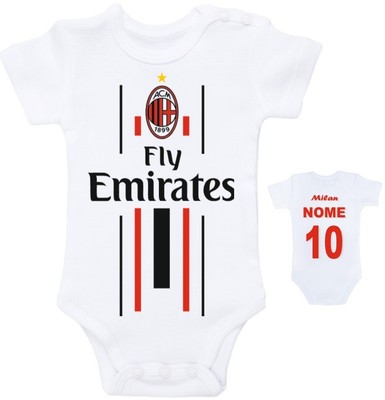 BODY NEONATO BIMBO MILAN PERSONALIZZATO CON NOME E NUMERO | eBay