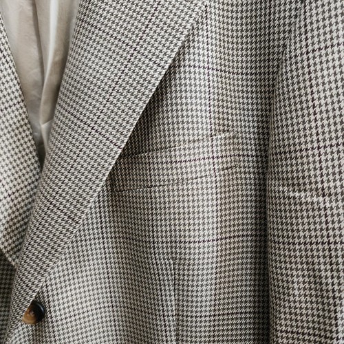 Traje Blazer de Colección Chaps Ralph Lauren Beige Diente de Gallo Talla Lana de Seda 43T - Imagen 7 de 14