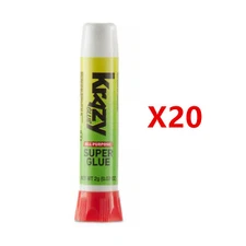 2-20 Pcs of Krazy Glue All Purpose, Crazy Glue, Super Glue, .07oz (2g) Each Tube