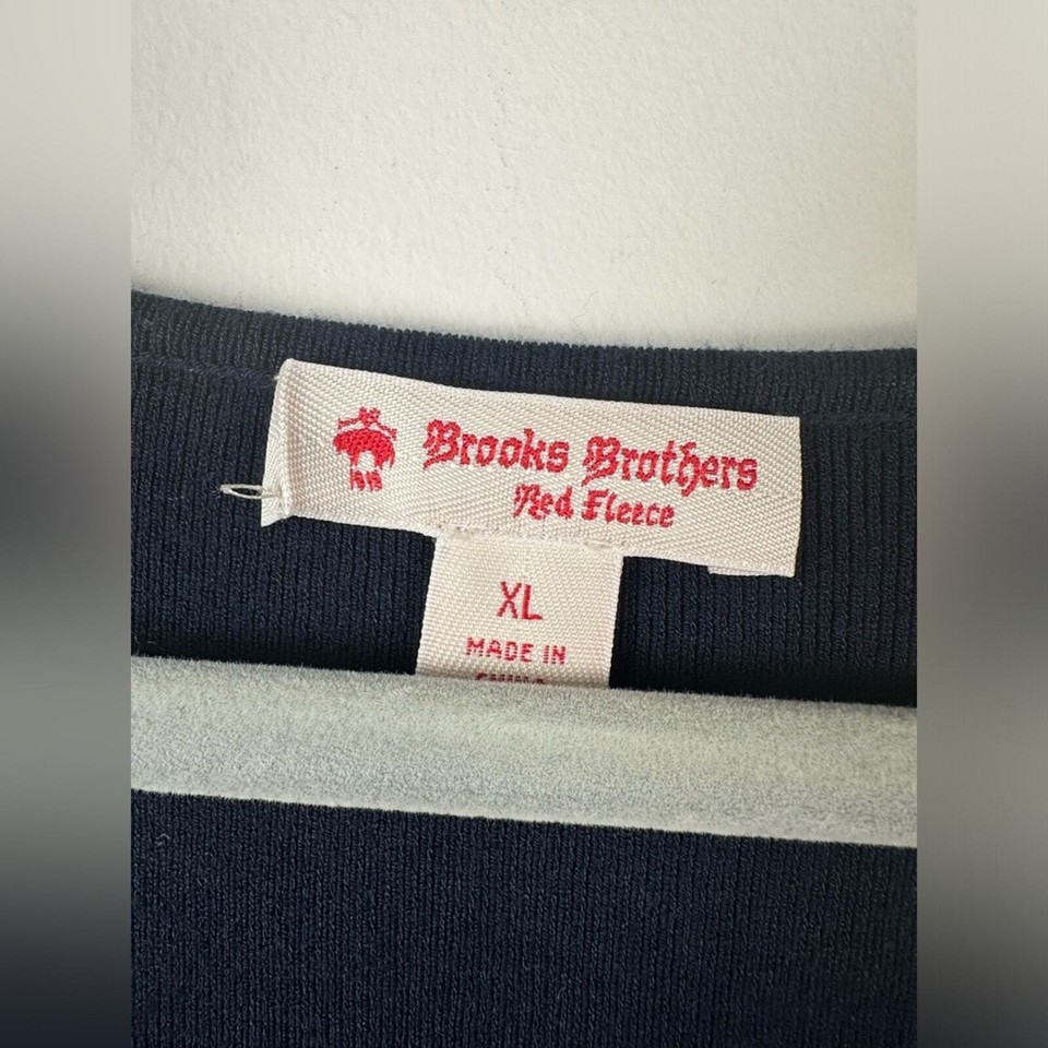 Brooks Brothers Red Fleece Knit Side Stripe Dress Red White Blue Size